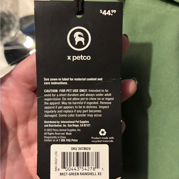 NWT Backcountry x Petco Green XS Dog Jacket - Picture 15 of 15